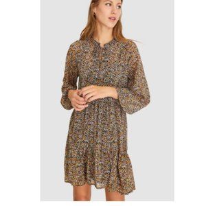 STRADIVARIUS FLORAL MINI DRESS KHAKI NEW Large